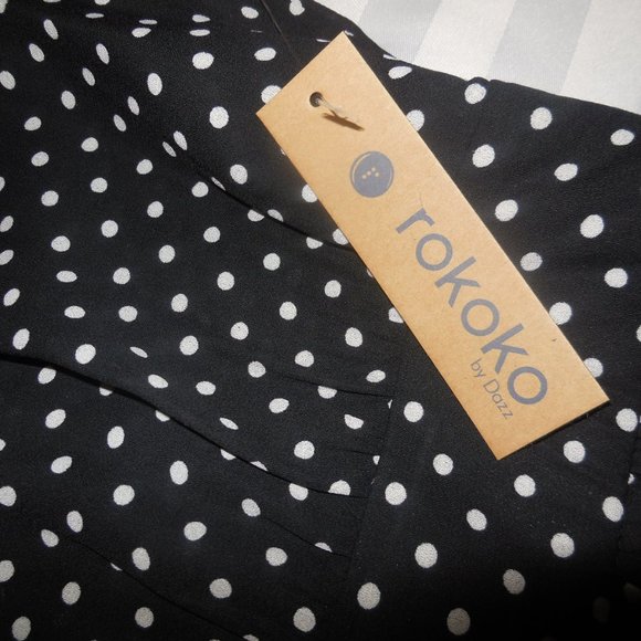 Dress Polka Dot NEW retro fit & flare long sleeve bellow knee summer party - Picture 9 of 9